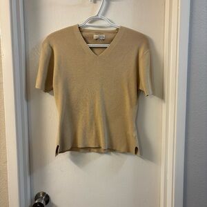 Yarnworks Beige V-Neck Top